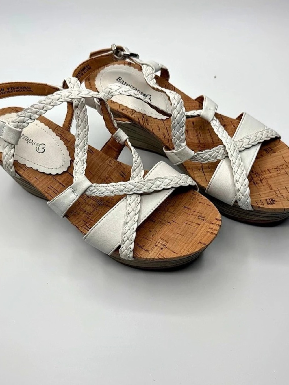 Baretraps Mairi Wedge Sandals White & Brown US 6.5, UK 4